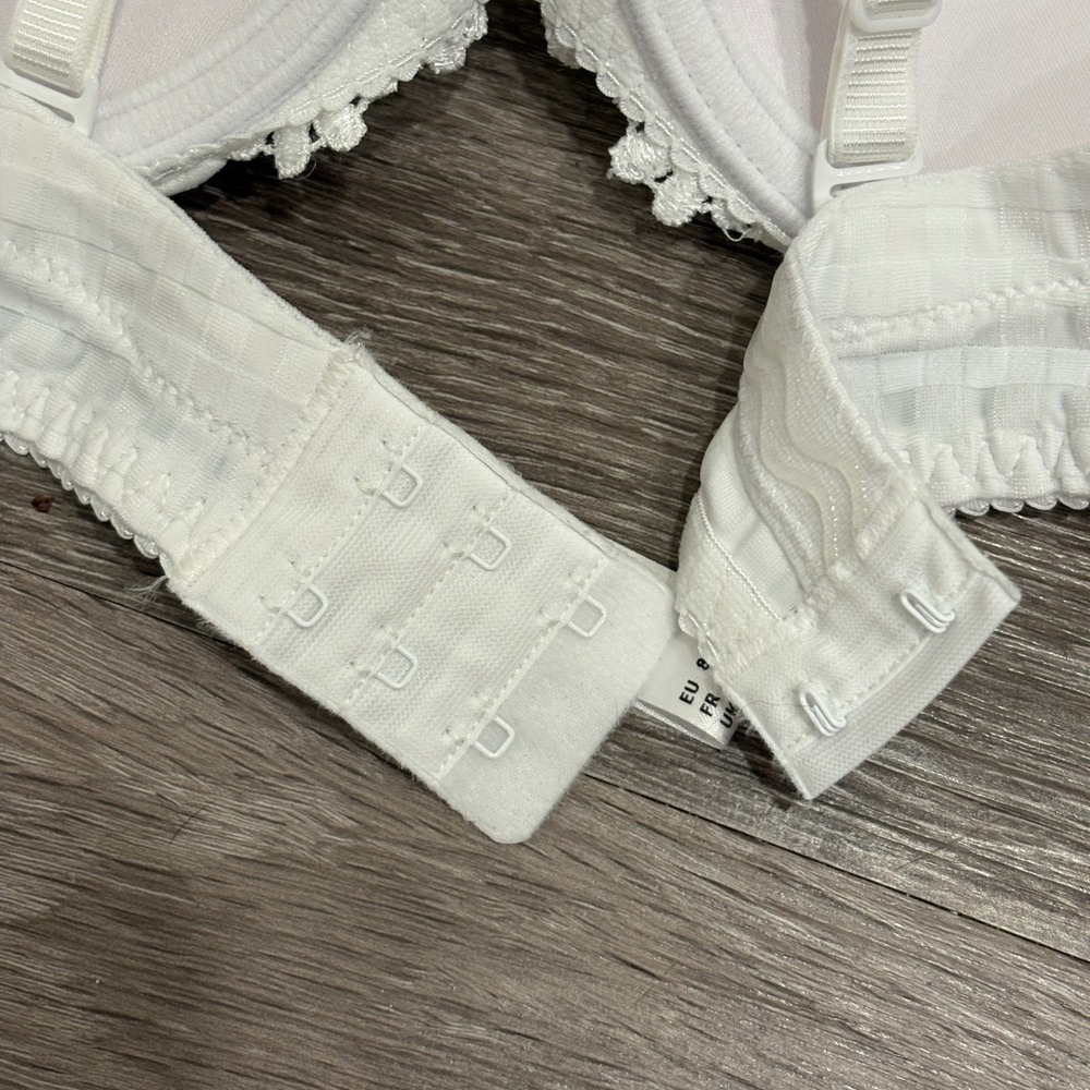 Marie Jo Avero Heartshape Bra Natural White Gingham Daisy Straps 36B Underwire - Picture 13 of 15